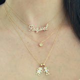 18K Solid Yellow Gold Diamond Bezel Necklace