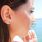 18K Solid Yellow Gold Semi-Precious Stone Earrings – Elegant Luxury Jewelry