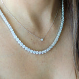14K Solid Gold Diamond Bezel Necklace