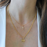 14K Solid Yellow Gold Lightning Bolt Charm Necklace