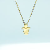 14K Solid Yellow Gold Adjustable Girl Necklace