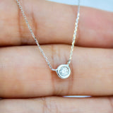 14K Solid Gold Diamond Bezel Necklace