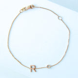 Customizable Initial Bezel Diamond Bracelet