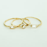 14K Solid Yellow Gold CZ Emerald Cut Bezel Ring