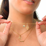 14K Solid Gold Open Evil Eye Pendant