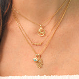 14K Solid Gold Open Evil Eye Pendant