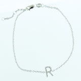 925 Sterling Silver Pave Diamonds Initial Bracelet