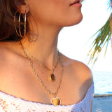 14K Solid Yellow Gold Heart Tag Pendant