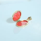 14K Solid Yellow Gold Oval Photo Locket