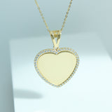 14K Solid Yellow Gold Heart Tag Pendant