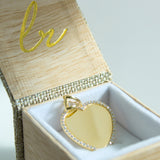 14K Solid Yellow Gold Heart Tag Pendant