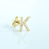 14K Solid Gold CZ Initial Stud Earring