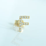 14K Solid Gold CZ Initial Stud Earring