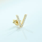 14K Solid Gold CZ Initial Stud Earring