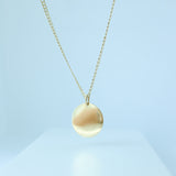 14K Solid Yellow Gold Round Tag Pendant