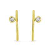 14K Solid Yellow Gold Diamond Horseshoe Single Earring