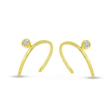 14K Solid Yellow Gold Diamond Horseshoe Single Earring