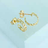 14K Solid Yellow Gold Cuban Link Semi Tube Hoops