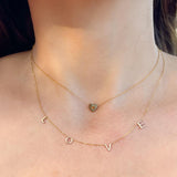 14K Solid Yellow Gold Custom Heart Birthstone Necklace – Personalized Jewelry