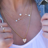 14K Solid Yellow Gold Heart Custom Initial Enamel Pendant