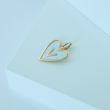 14K Solid Yellow Gold Heart Custom Initial Enamel Pendant