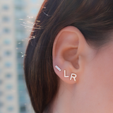 14K Solid Gold CZ Initial Stud Earring