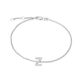 925 Sterling Silver Pave Diamonds Initial Bracelet