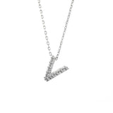 14K Solid White Gold Initial Diamond Necklace