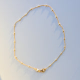 14K Solid Yellow Gold Anklet with Beads