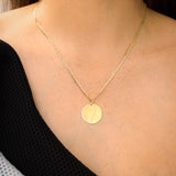 14K Solid Yellow Gold Round Tag Pendant
