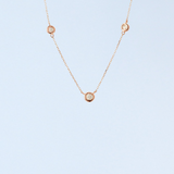 14K Solid Gold Three Bezel Set Diamond Necklace