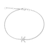 925 Sterling Silver Pave Diamonds Initial Bracelet