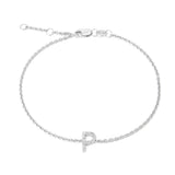 925 Sterling Silver Pave Diamonds Initial Bracelet