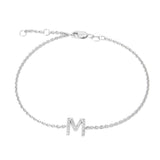 925 Sterling Silver Pave Diamonds Initial Bracelet