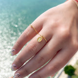 14K Solid Yellow Gold CZ Chain Ring