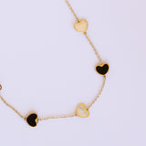 14K Solid Yellow Gold Multiple Hearts Necklace