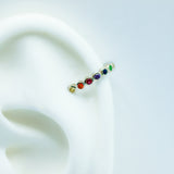 925 Sterling Silver Rainbow Huge Ear Cuff