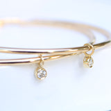 14K Solid Yellow Gold Bezel Diamond Earring Charms