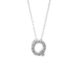 14K Solid White Gold Initial Diamond Necklace