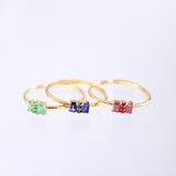 18K Solid Yellow Gold Precious Stones Ring – Timeless Luxury