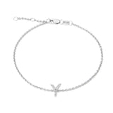 925 Sterling Silver Pave Diamonds Initial Bracelet