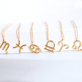 14K Solid Yellow Gold Zodiac Sign Necklace