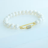 925 Sterling Silver Fresh Water Pearls Royal Lock Bracelet