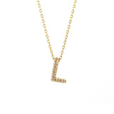 14K Solid Yellow Gold Initial Diamond Necklace