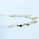 14K Solid Yellow Gold Lightning Bolt Charms Choker