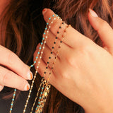 14K Solid Yellow Gold Genuine Stones Necklace