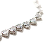 925 Sterling Silver CZ Adjustable Hearts Necklace