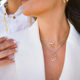 14K Solid White Gold Diamond Initial Pendant