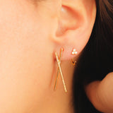 10K Solid Yellow Gold Pave Diamond X Earrings
