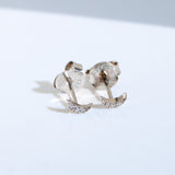 925 Sterling Silver Mini CZ Moon Stud Earrings